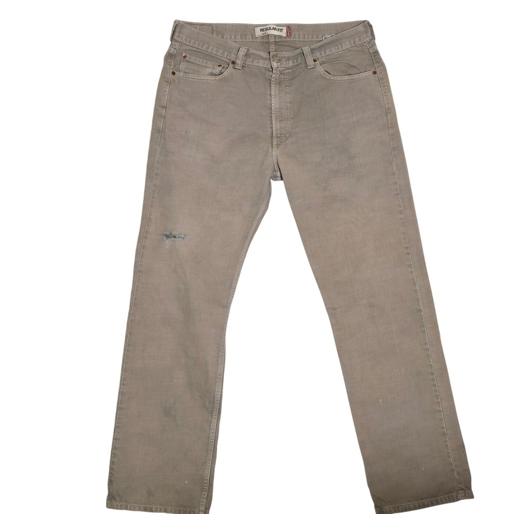 Levis 505 Regular Fit Jeans Mens 36x32 Tan Khaki Straight Leg Cotton Denim Pants